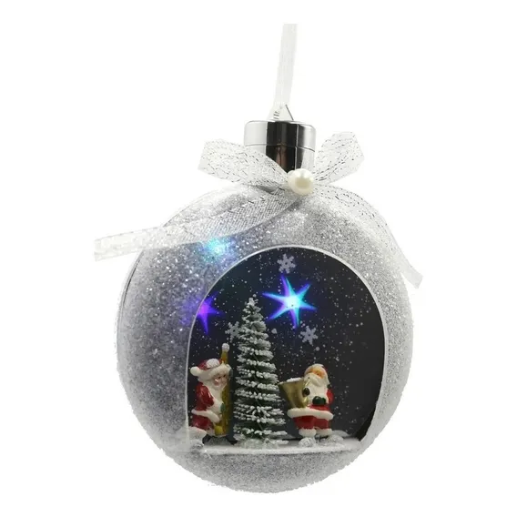 Enfeite Mini Globo Led Árvore Pisca Rgb Enfeite Natal 12cm Foto 1
