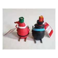 Enfeite Natalino Em Biscuit Papai Noel E Pinguim 13 Cm Foto mini  2