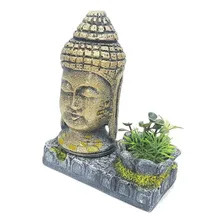 Enfeite Para Aquário -cabeça De Buda Com Arranjo Foto mini  2