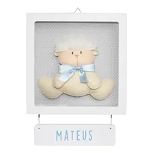 Enfeite Porta Maternidade Quadro Ovelha Carneiro Nome Bebê Cor Branco Foto mini 1