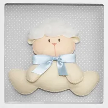 Enfeite Porta Maternidade Quadro Ovelha Carneiro Nome Bebê Cor Branco Foto mini 2