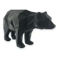 Enfeite Urso Bear Wall Street Geométrico Decoração 3d Preto Foto  mini 1