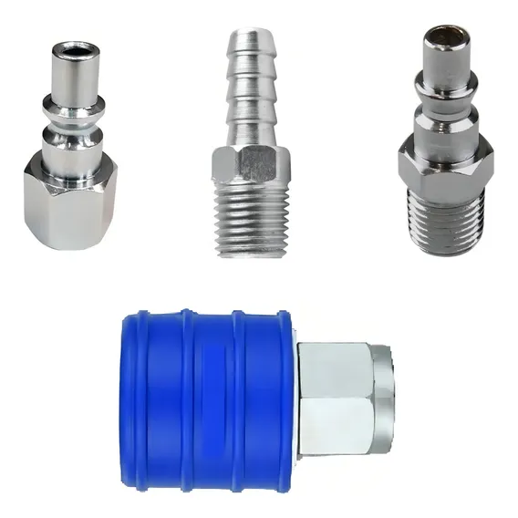 Engate Rápido 1/4 Npt Para Compressor De Ar 4 Peças Azul Foto 1