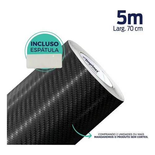 Envelopamento Fibra Carbono 4d Preto - 0,70 X 5m + Espátula Foto 1