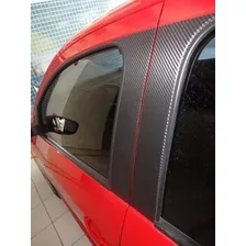 Envelopamento Fibra Carbono Preto 1mx30cm Para Coluna Carro Foto mini 4