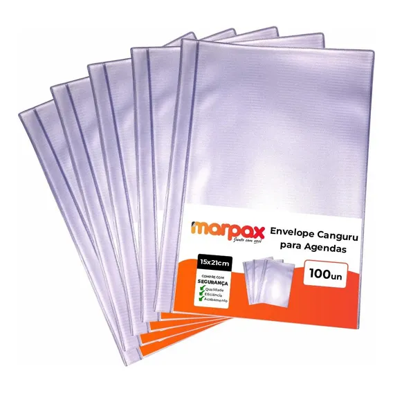 Envelope Canguru Cristal Para Agenda 15cmx21cm Marpax 100 Un Foto 1