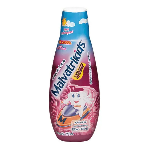 Enxaguante Bucal Zero Álcool Tutti Frutti Malvatrikids Júnior Frasco 250ml Foto 1