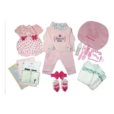 Enxoval Princesa Reborn 25 acessórios Boneca Marca Mamãe Reborn Foto  mini 1