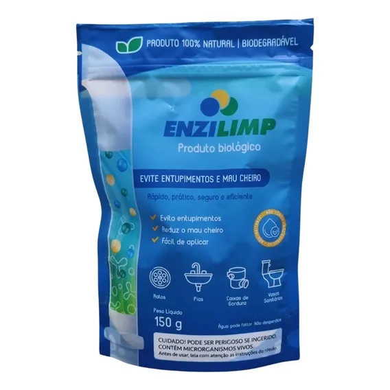 Enzilimp Bactérias Limpa Caixa Gordura Fossa Ralo Cano 150gr Foto 1