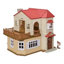 Epoch casa sylvanian families telhado vermelho com luzes cor marrom-claro Foto mini 2