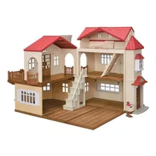 Epoch casa sylvanian families telhado vermelho com luzes cor marrom-claro Foto mini 3