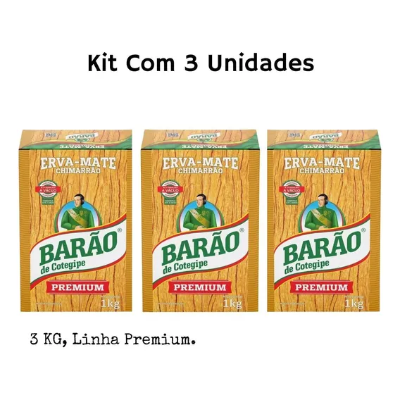 Erva Mate Premium 3kg A Vácuo Chimarrão Barão De Cotegipe Foto 1