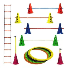 Escada + 10 Cones Furados C/ Barreiras + 8 Argolas / Aro Foto  mini 1