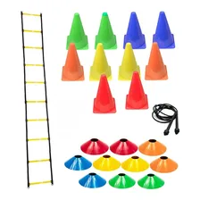 Escada + 10 Pratos + 10 Cones + Corda Treinamento Funcional Foto  mini 1