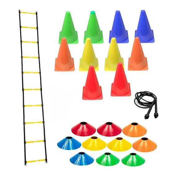 Escada + 10 Pratos + 10 Cones + Corda Treinamento Funcional Foto 1