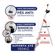 Escada Alumínio 4 Degraus Comfort Reforçada Alumasa Foto mini 4