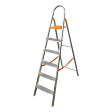 Escada Aluminio Doméstica 6 Degraus Agata Cor Detalhes Laranja Foto mini 1