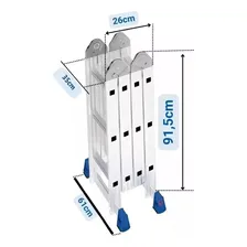 Escada Articulada 12 Degraus 4x3 C/plataforma Profissional Cor Azul Foto mini 2