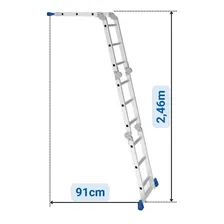 Escada Articulada 12 Degraus 4x3 C/plataforma Profissional Cor Azul Foto mini 4