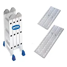 Escada Articulada 12 Degraus 4x3 C/plataforma Profissional Cor Azul Foto mini 1