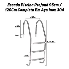 Escada De Piscinas Vinil 3 Degraus Em Aço Inox Completa Globalmar Foto mini  3