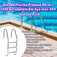 Escada De Piscinas Vinil 3 Degraus Em Aço Inox Completa Globalmar Foto mini 4