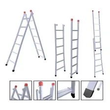 Escada Extensiva 3 Em 1 Ferro 6x10 Degraus 3,20m 120kg Nv202 Cor Prateado Foto mini 2