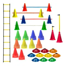Escada Funcional + 10 Cones Furados C/ 5 Barreiras + 10 Cones Lisos De Agilidade + 10 Pratos Foto mini 1