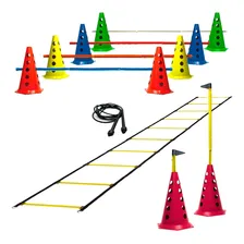 Escada Funcional + 10 Cones Furados C/ Barreira + Corda Foto  mini 1