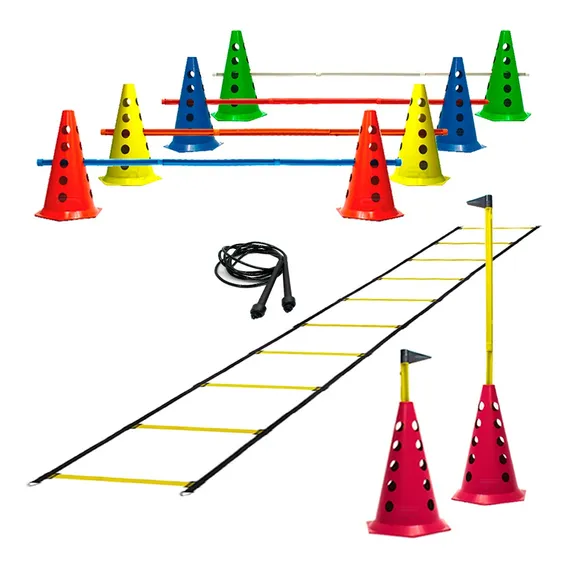 Escada Funcional + 10 Cones Furados C/ Barreira + Corda Foto 1