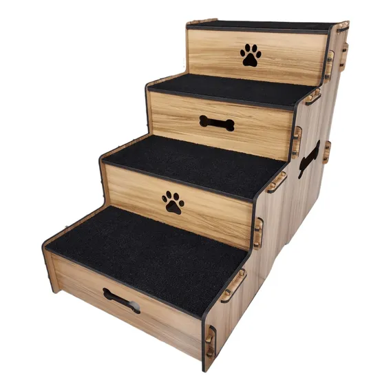 Escada Para Pets Cama 50 Cm Altura Cor Escada Madeirado Foto 1