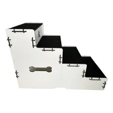 Escada Pet Mdf Com Tapete Antiderrapante. 50cm Altura Cor Branco Desenho Escada 4 degraus Foto mini  3