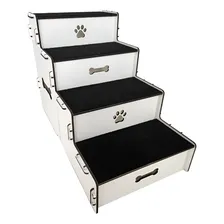 Escada Pet Mdf Com Tapete Antiderrapante. 50cm Altura Cor Branco Desenho Escada 4 degraus Foto  mini 1