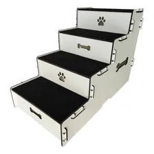 Escada Pet Mdf Com Tapete Antiderrapante. 50cm Altura Cor Branco Desenho Escada 4 degraus Foto mini 4