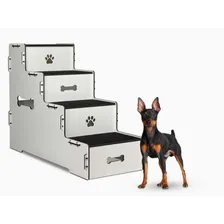 Escada Pet Para Cachorros E Gatos Em Mdf Com 4 Degraus 70 Cm Cor Escada Branca Foto mini 2