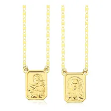 Escapulário Corrente Piastrine 60 Cm Ouro 18k 750 Cor Amarelo Aqua Jóias Foto mini 1