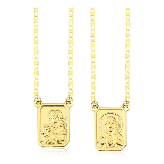 Escapulário Corrente Piastrine 60 Cm Ouro 18k 750 Cor Amarelo Aqua Jóias Foto 1