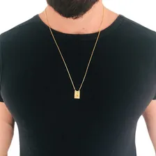 Escapulário Masculino Olho Grego E Mão Hamsá Folheado A Ouro Cor Dourado Foto mini  2