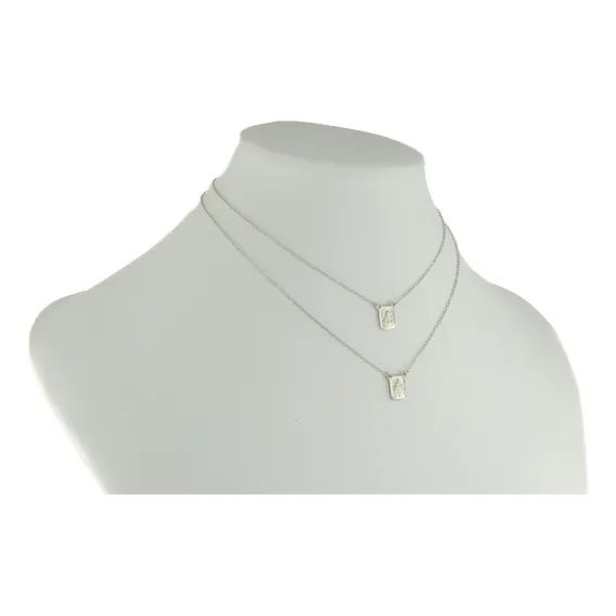 Escapulário Masculino Ouro Branco 18k 750 Dupla Face 60 Cm Foto 1