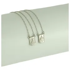 Escapulário Masculino Ouro Branco 18k 750 Dupla Face 60 Cm Foto mini 2