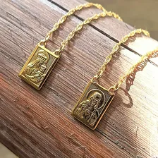Escapulário Nossa Senhora Do Carmo Sagrado Coração De Jesus Cor Dourado Foto mini 4