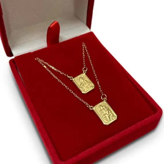 Escapulario Ouro 18k Cartier Corrente Cordão Masculino Cor Dourado Foto 1