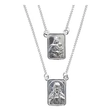 Escapulário Prata 925 Nossa Senhora E Jesus Cor Prateado Foto  mini 1