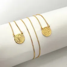 Escapulário Unissex Medalha São Bento Banhado A Ouro 18k Cor Dourado Foto mini 4
