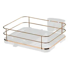 Escorre Louça Fácil Pratos + Porta Talheres Bandeja Bancada Cor Branco / Rose Foto mini  2
