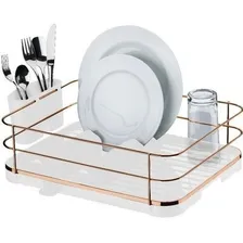 Escorre Louça Fácil Pratos + Porta Talheres Bandeja Bancada Cor Branco / Rose Foto  mini 1