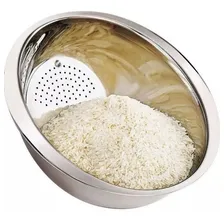 Escorredor De Arroz Em Aço Inox 26cm Lava Alimentos Multiuso Foto mini 1