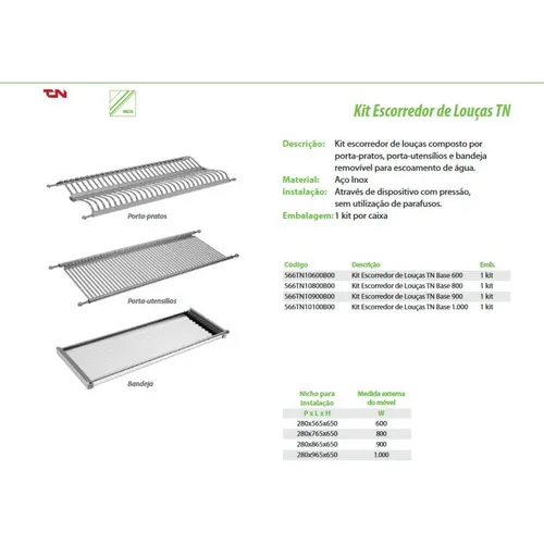 Escorredor De Prato Louças Para Armário 600mm R2545 Cor Prateado Foto 1