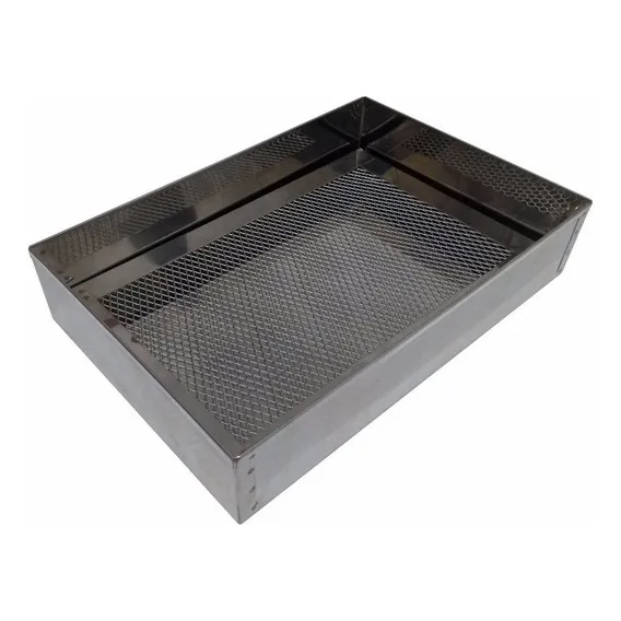 Escorredor Fritura Inox Bandeja 20x30x6cm Pastel Salgados Foto 1