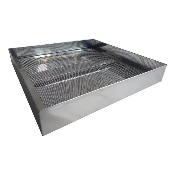 Escorredor Fritura Inox Bandeja 40x40x6cm Pastel Salgados Foto 1